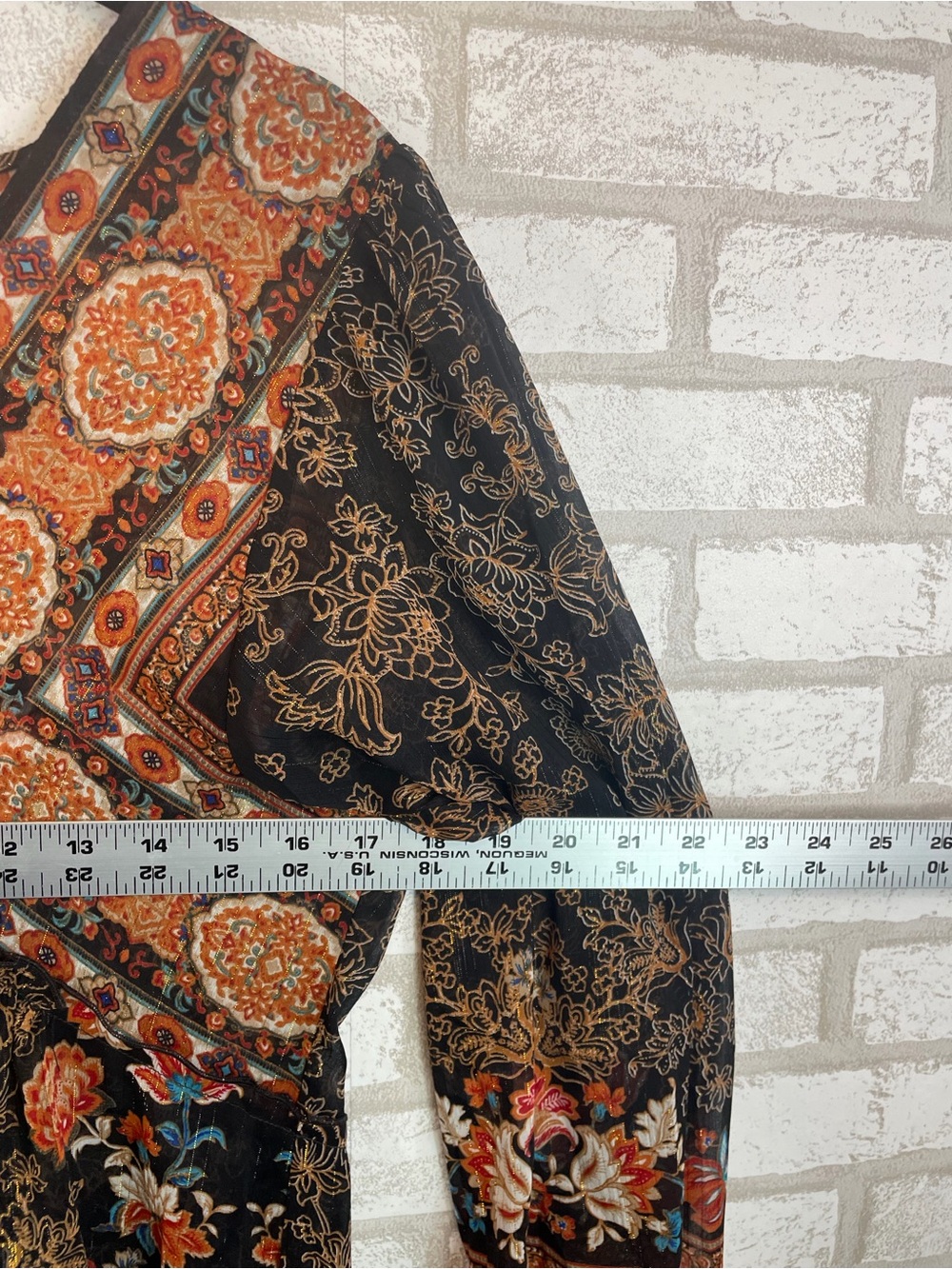 Rose + Olive Boho Floral Medallion Print Babydoll Blouse Size M - Picture 7 of 7
